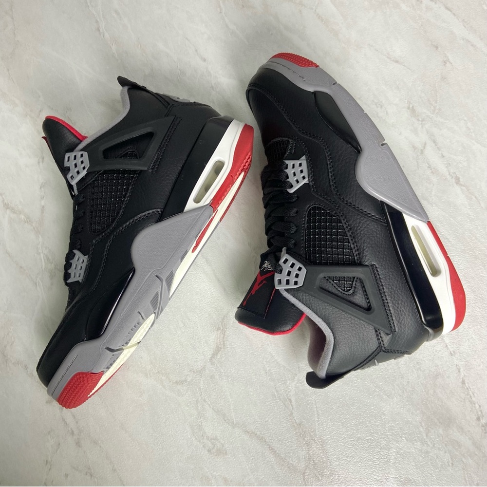 Men's Black/ Red Classic Sneakers Shoes -Jordan 4 Bred Reimagined
